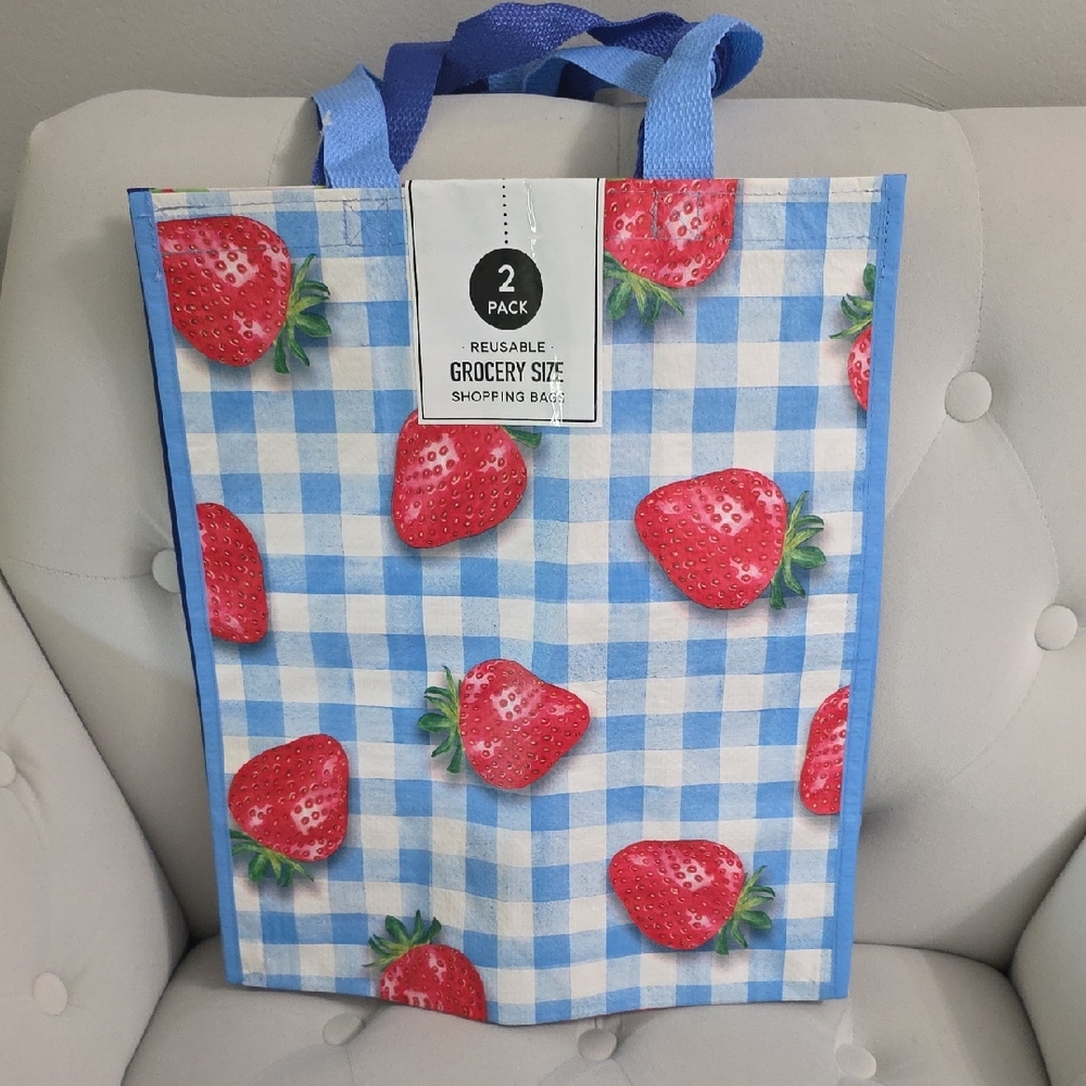 Strawberry Check Reusable Grocery Tote